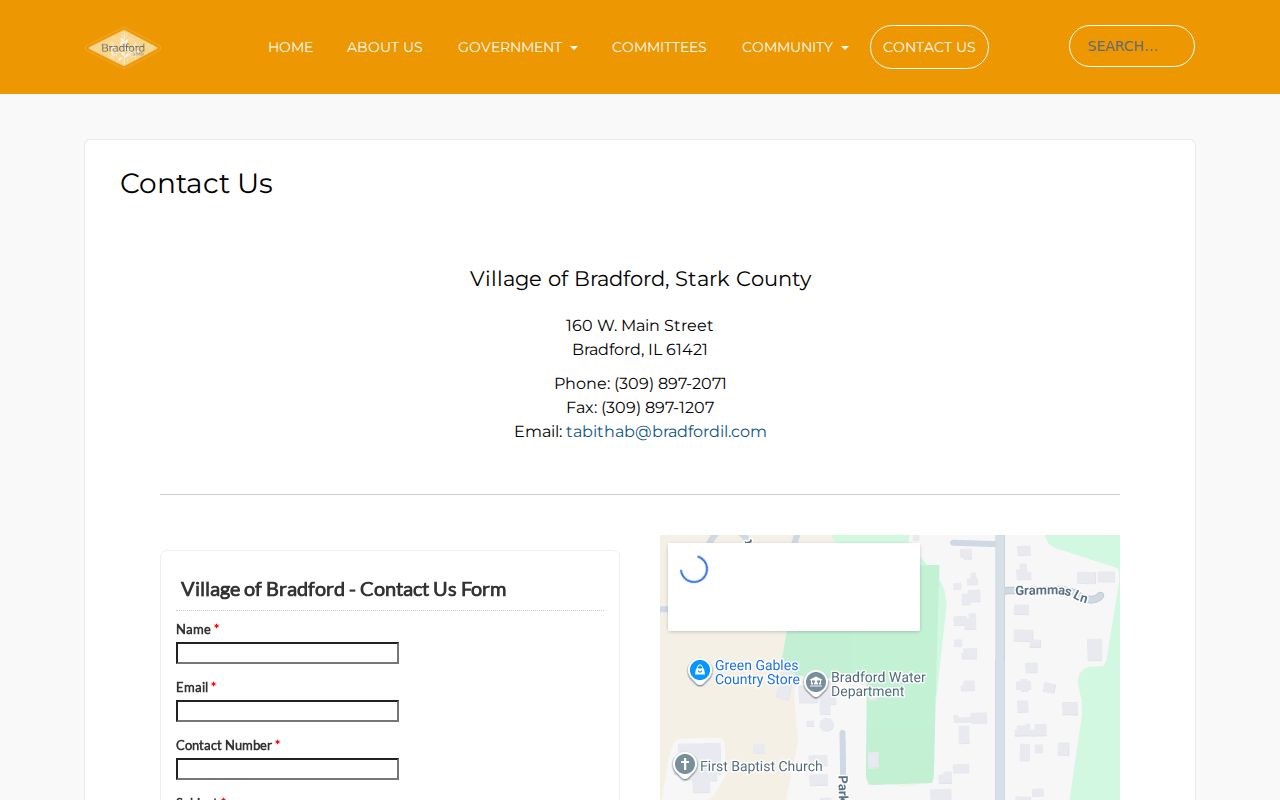 Bradford criminal records official Village Hall contact page