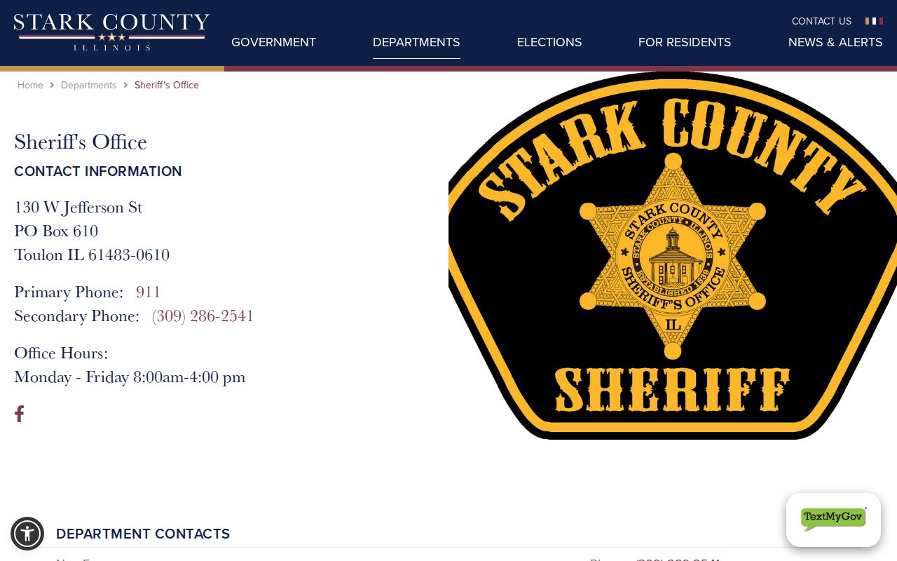 Stark County sheriff criminal history and jail records contacts