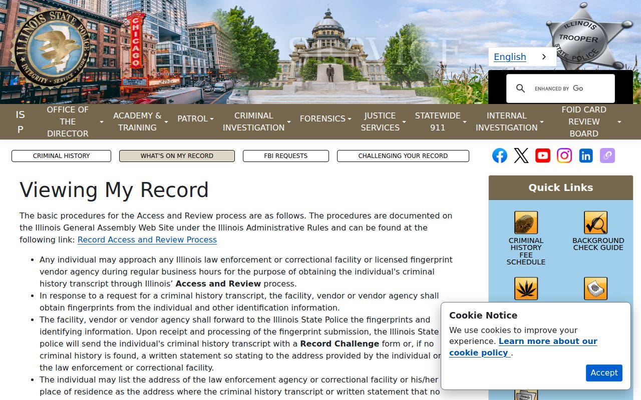 Toulon criminal history Access and Review instructions