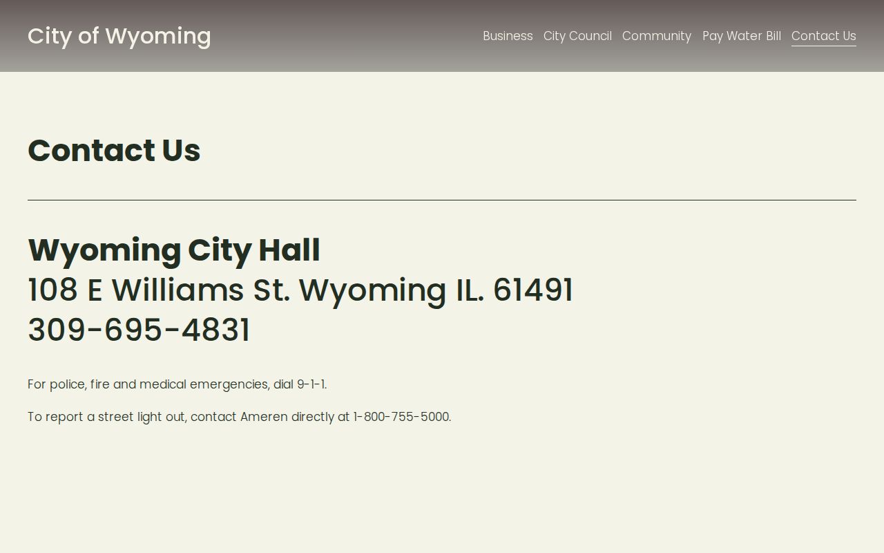 Wyoming criminal records City Hall contact page